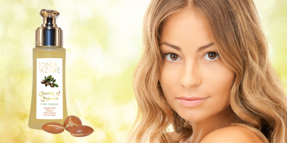 Girl with brown eyes with argan oil Secrets of Argania